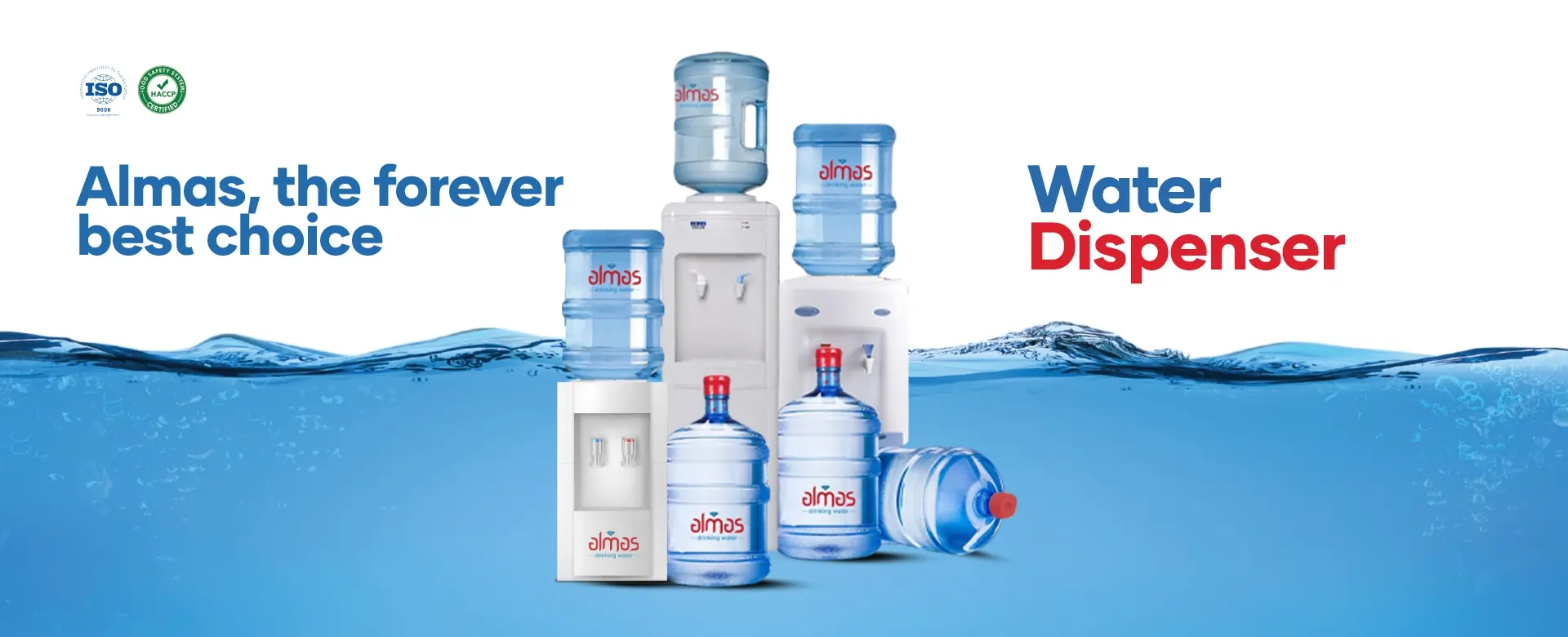 Range of water dispenser formats with reusable bottles