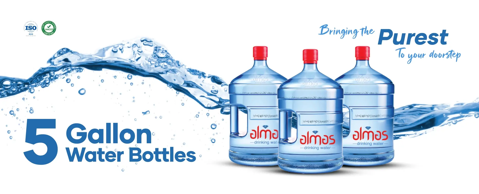 Almas reusable five-gallon water bottles for recurring delivery