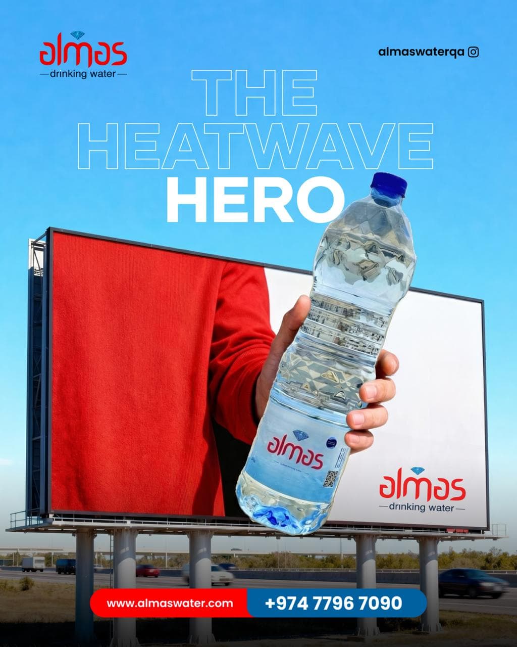 Almas bottled water prepared for hot weather in Qatar